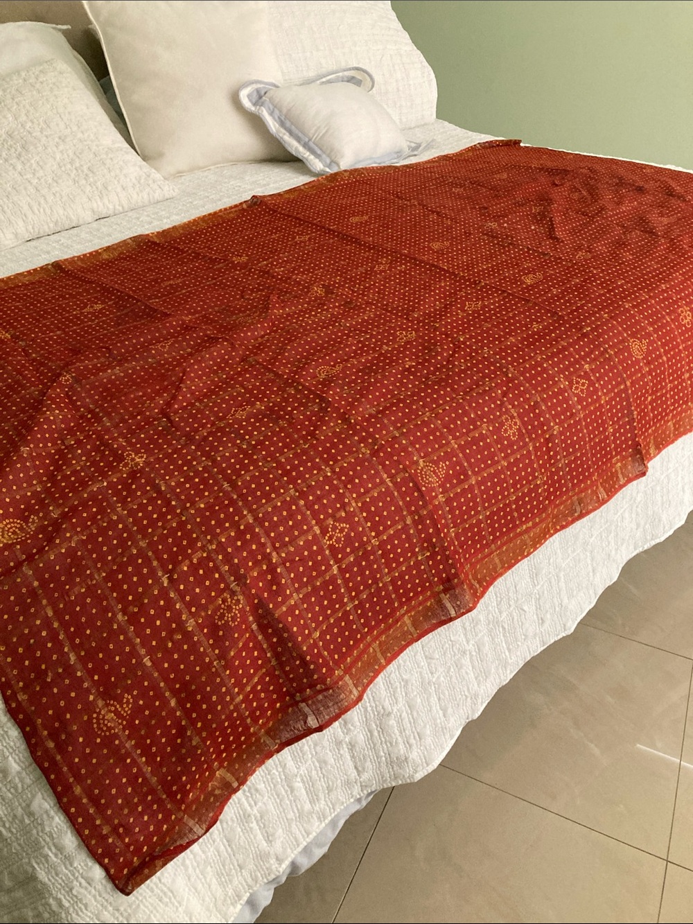Stefanel Red and Gold Patterned Cotton Throw